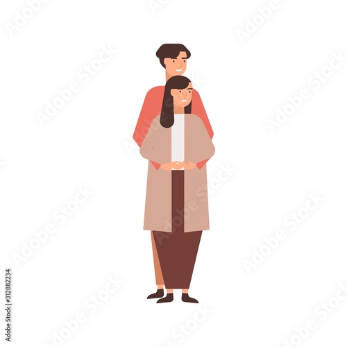 Happy couple flat vector illustration