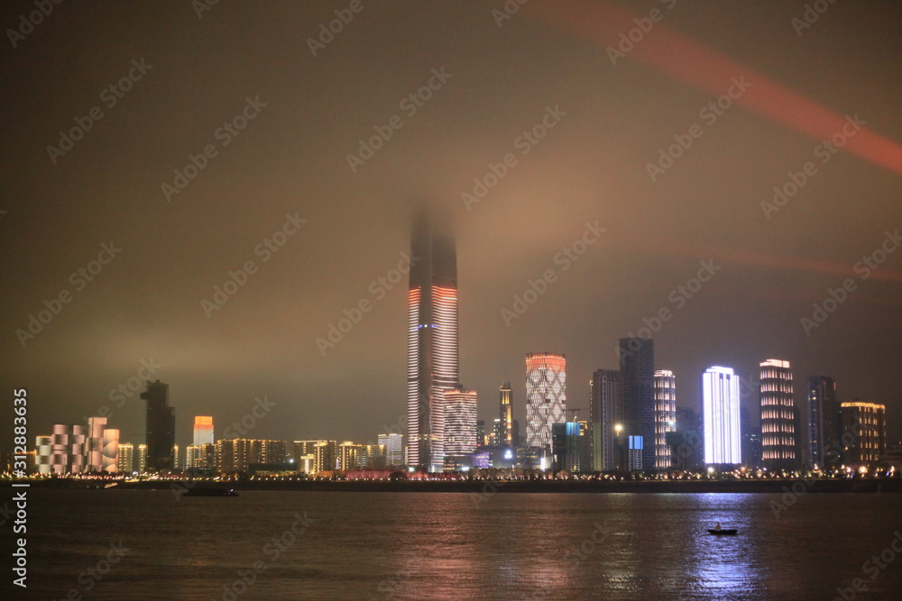 custom made wallpaper toronto digitalWuhan skyline at night