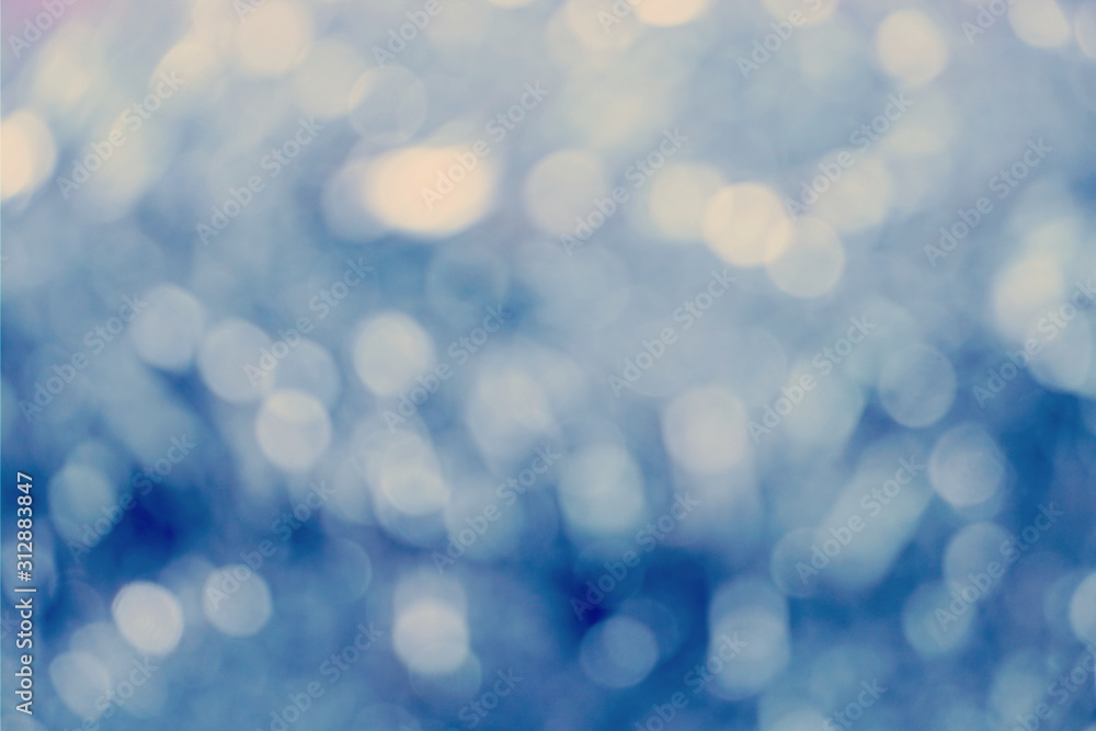 Blurred lights of Blue bokeh abstract color background