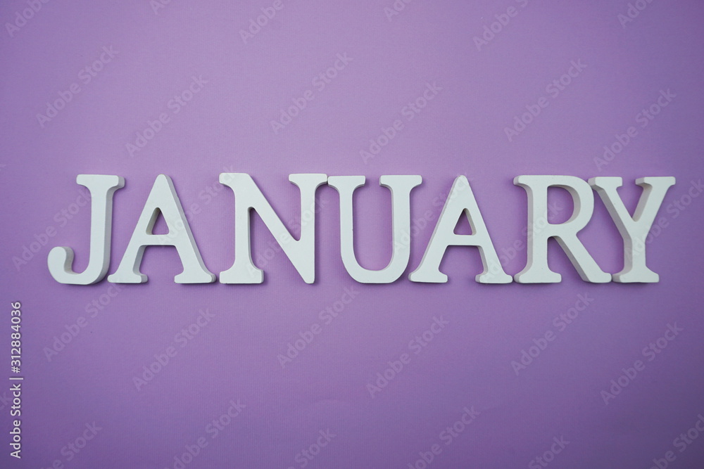 January alphabet letter with space copy on Purple background January alphabet letter with space copy on Purple background