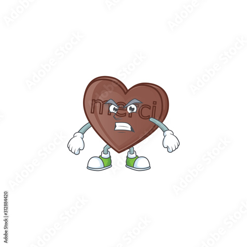 Picture of one bite love chocolate cartoon character with angry face