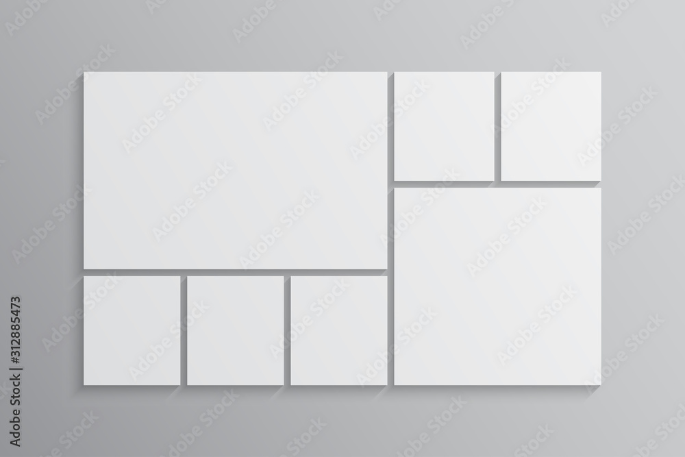 Vector empty collage board seven images, photos Vector empty collage board seven images, photos