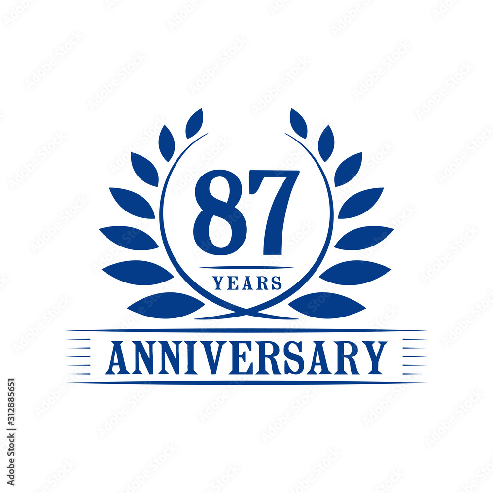 87 years logo design template. Eighty seventh anniversary vector and illustration. 87 years logo design template. Eighty seventh anniversary vector and illustration.