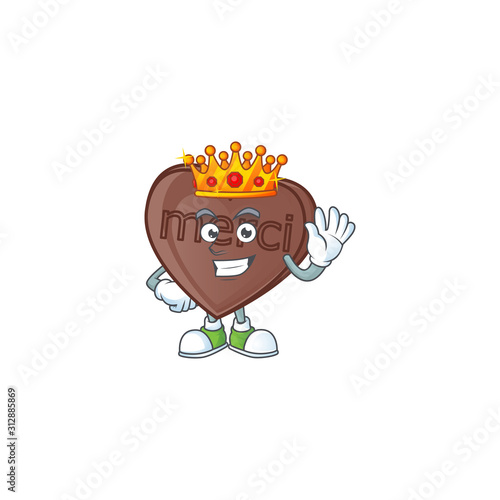 Cool King of one bite love chocolate on cartoon character style