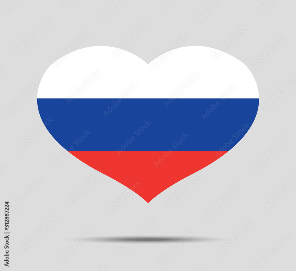 Heart symbol painted in russia national flag. Vector stock illustration eps10 Heart symbol painted in russia national flag. Vector stock illustration eps10