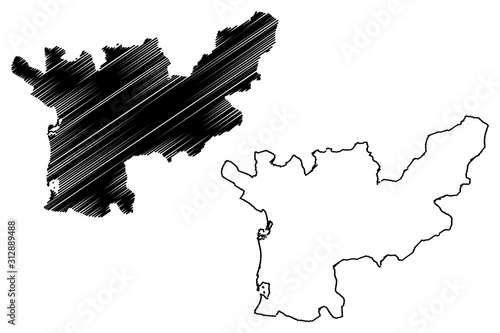 Lezhe County (Republic of Albania) map vector illustration, scribble sketch Lezhe map photo
