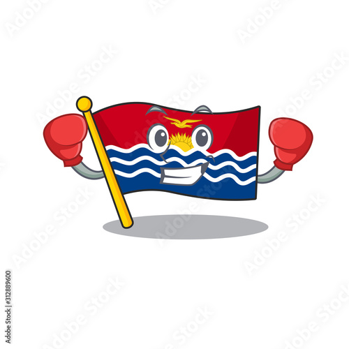 Happy Boxing flag kiribati Scroll mascot character style