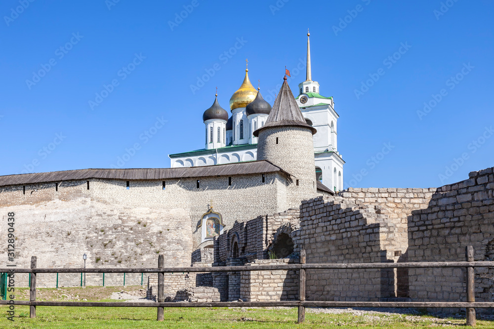 The ancient Kremlin (Krom) in the city of Pskov
