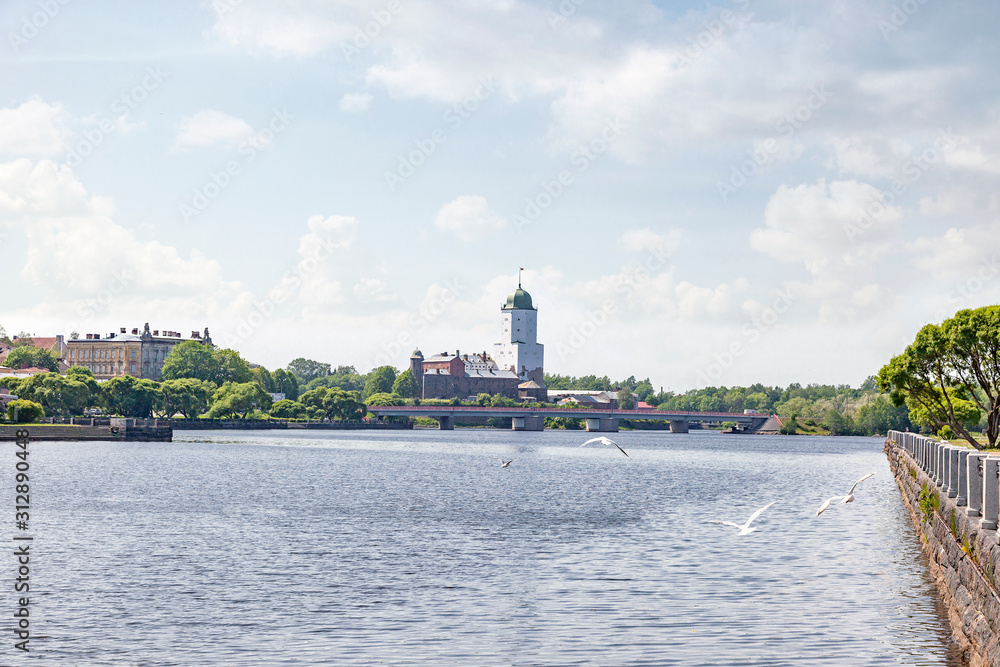 Fototapeta premium The city of Vyborg. Bolshoy Kovsh (Salakkalahti) embankment