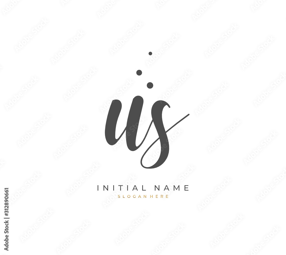 Handwritten letter U S US for identity and logo. Vector logo template with handwriting and signature style. Handwritten letter U S US for identity and logo. Vector logo template with handwriting and signature style.