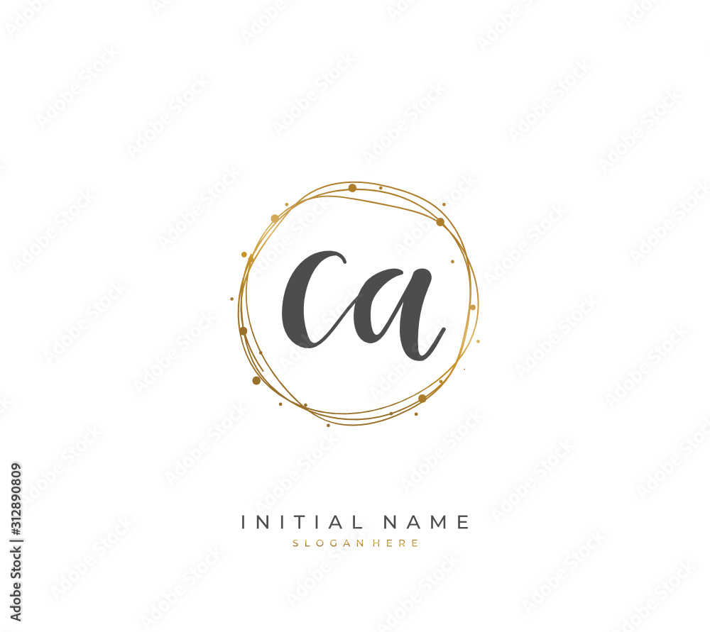 Handwritten letter C A CA for identity and logo. Vector logo template with handwriting and signature style. Handwritten letter C A CA for identity and logo. Vector logo template with handwriting and signature style.