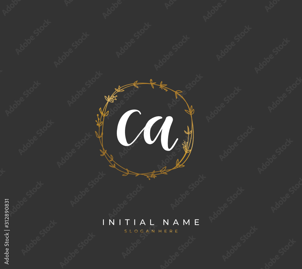 Handwritten letter C A CA for identity and logo. Vector logo template with handwriting and signature style. Handwritten letter C A CA for identity and logo. Vector logo template with handwriting and signature style.