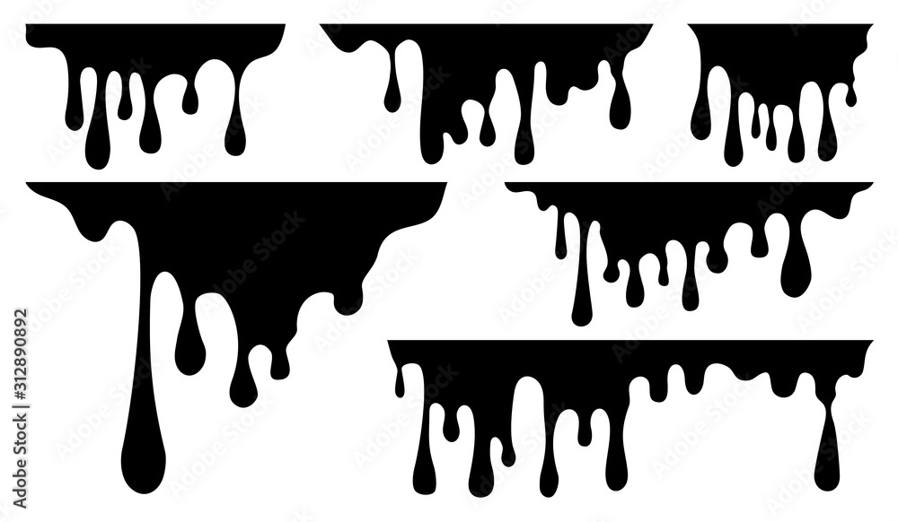 Fototapeta Paint dripping Vector, liquids, paint, caramel, ink, Dripping liquid. Paint flows. Current paint, stains, chocolate isolated on white background