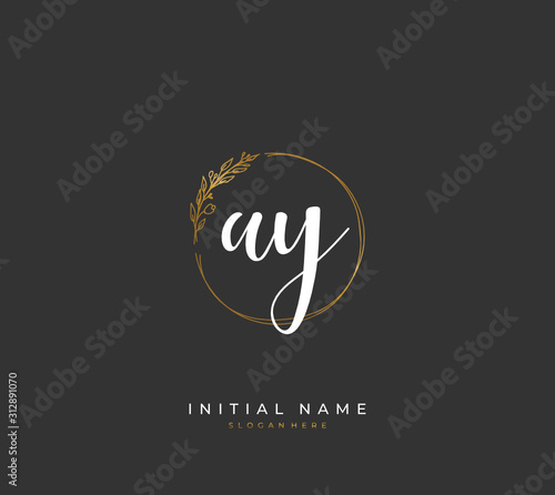 Handwritten letter A Y AY for identity and logo. Vector logo template with handwriting and signature style.