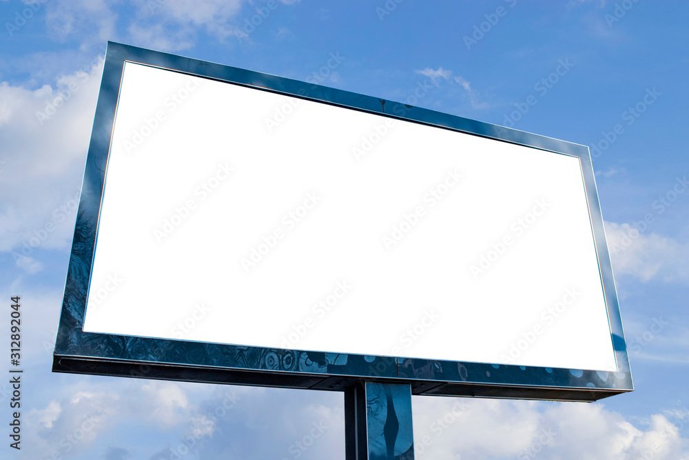 Billboard mockup, advertising template, empty frame copy space, logo and text. Modern signage flat style. Outdoor street banner isolated sky background Billboard mockup, advertising template, empty frame copy space, logo and text. Modern signage flat style. Outdoor street banner isolated sky background