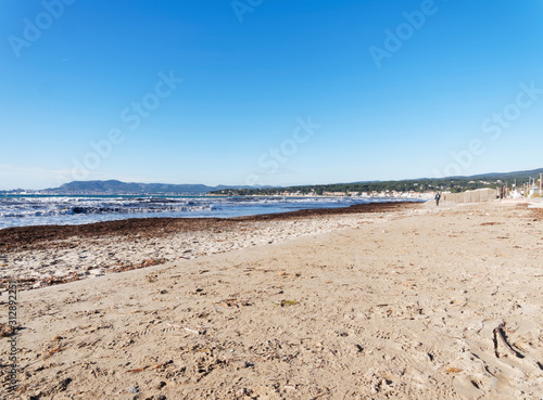 View on bay of Lecques from Les Lecques sandy beach and Saint-Cyr-Sur-Mer in Provence. French Rivera