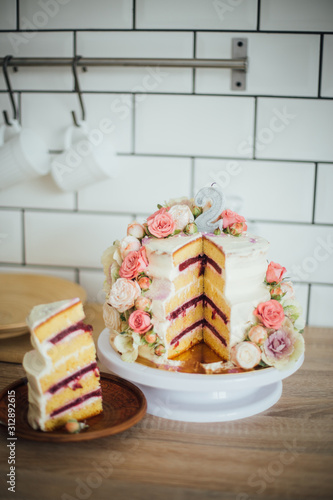 birthday cake with flowers