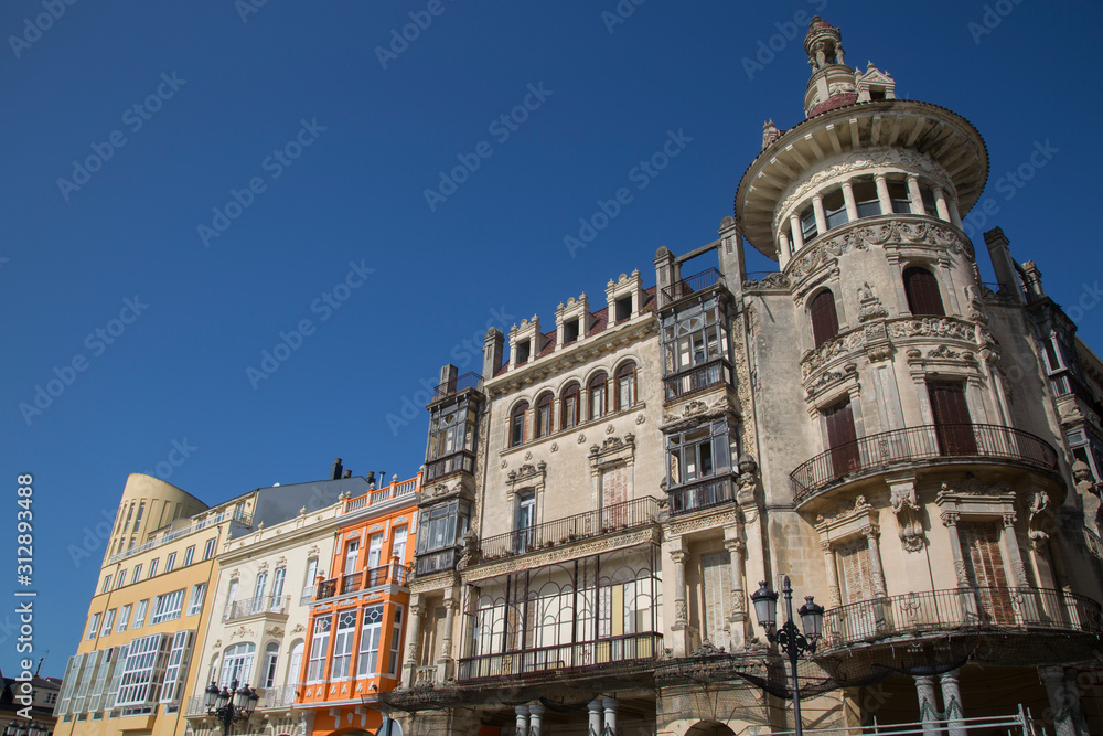 Buildings on Main Square, Ribadeo, Galicia