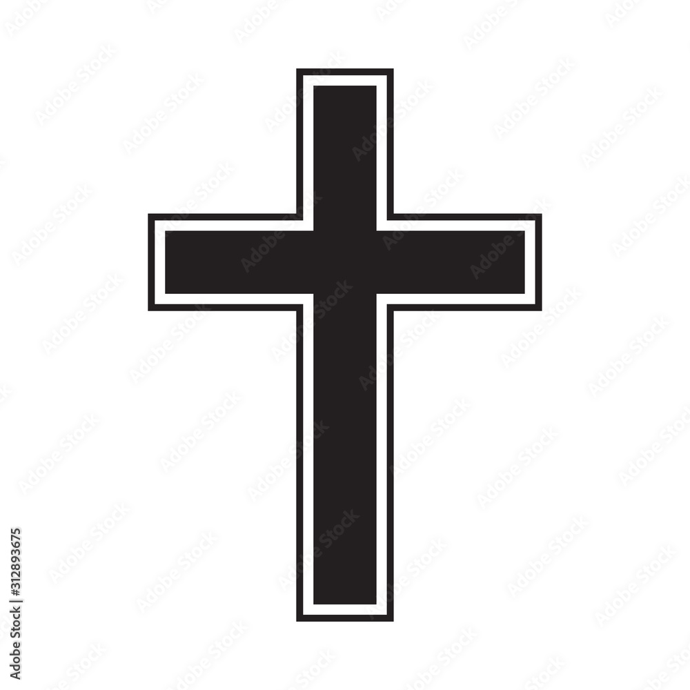Religion cross icon vector in simple design