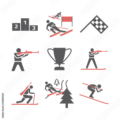 Biathlon flat icon. Vector signs for web graphics.