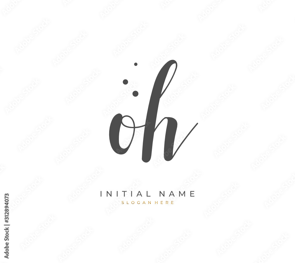 Handwritten letter O H OH for identity and logo. Vector logo template with handwriting and signature style. Handwritten letter O H OH for identity and logo. Vector logo template with handwriting and signature style.