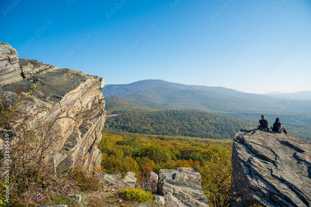 View from the rocks over the countryside in tha fall