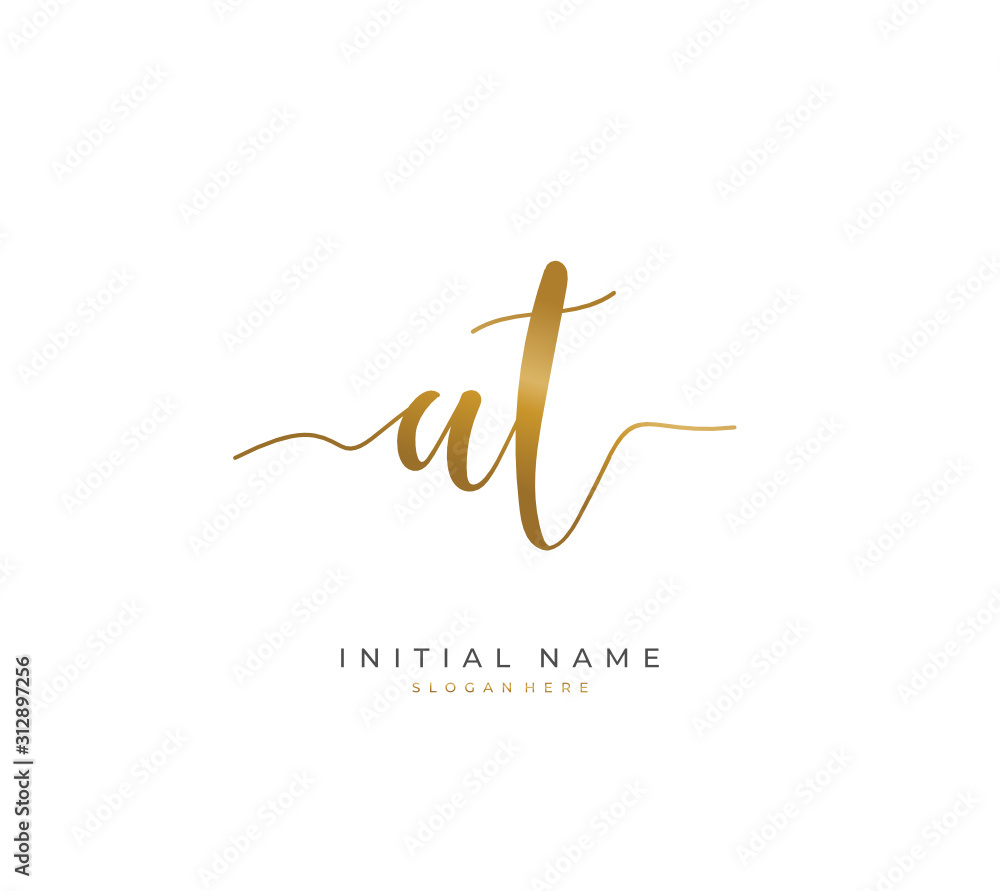 Handwritten letter A T AT for identity and logo. Vector logo template ...
