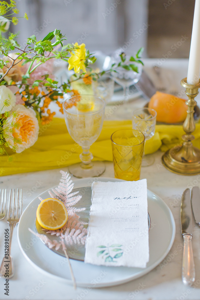 Menu & décoration de la table de réception Menu & décoration de la table de réception