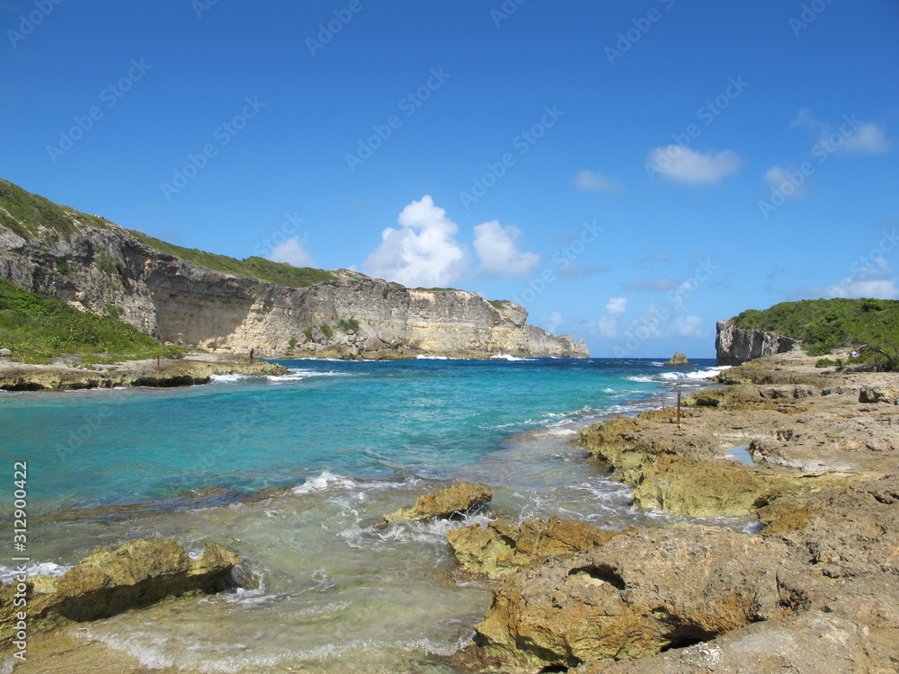 Guadeloupe sea view beach travel destination landscape in  a French overseas region, is an island group in the southern Caribbean Sea.