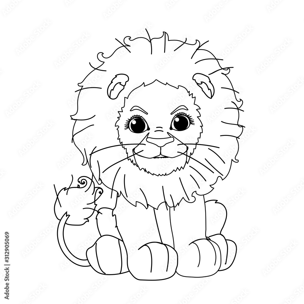 Fototapeta premium vector line cartoon animal clip art