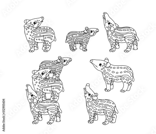 vector line cartoon animal clip art