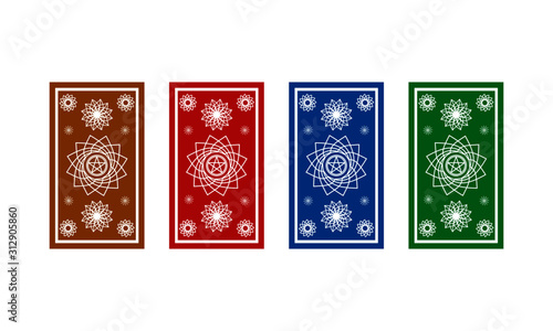 Vectorial design of the back of Tarot cards. Vectorial template for playing cards, tarot, postcard, printing