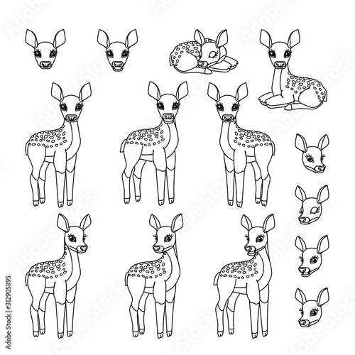 vector line cartoon animal clip art