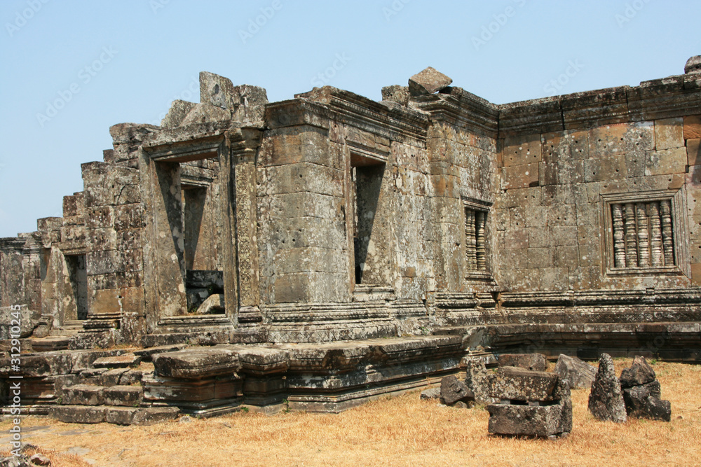 Dilapidated Angkor Wat Preah Vihear Temple. Baptized by the baptism of war.