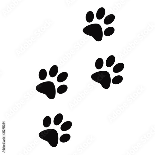 Animal track paw prints footprints icon sign on a white background design template.