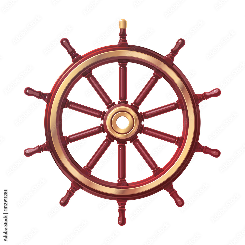 vector boat handwheel, ship wheel helm