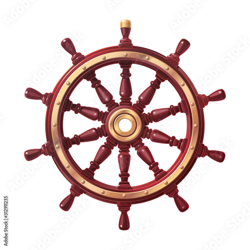 vector boat handwheel, ship wheel helm
