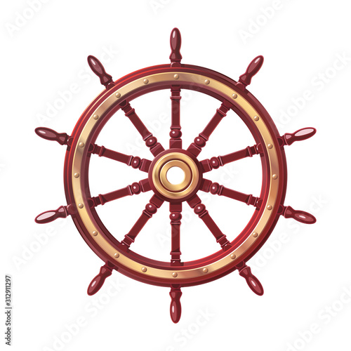 vector boat handwheel, ship wheel helm