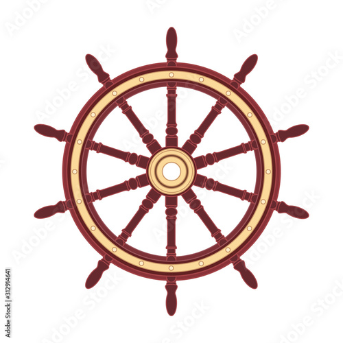 vector boat handwheel, ship wheel helm