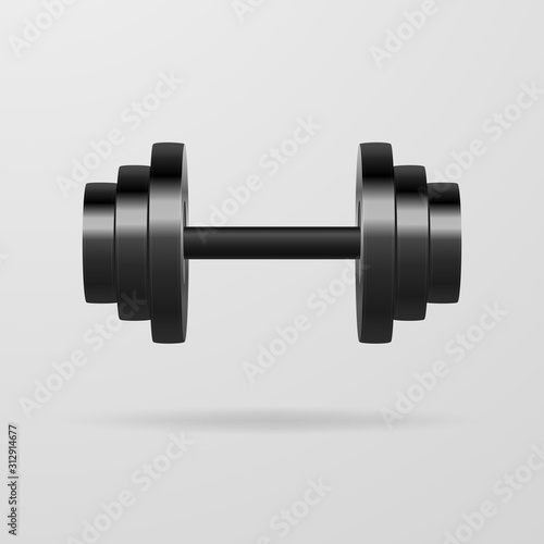 Metal dumbbells on a gray background. Vector illustration.