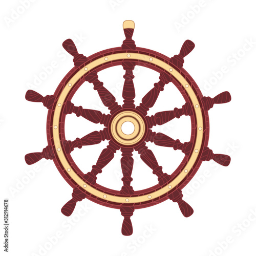 vector boat handwheel, ship wheel helm