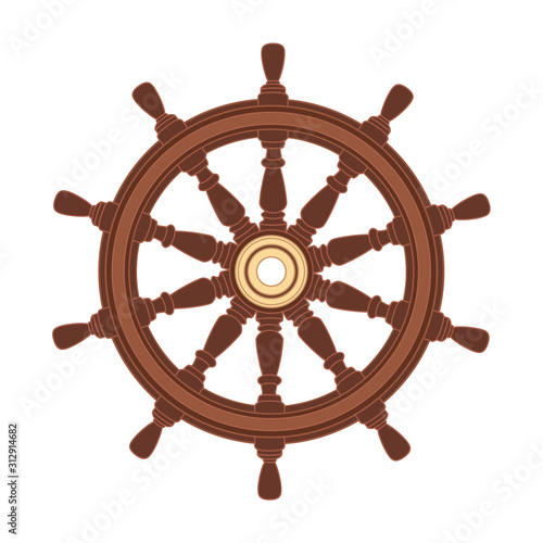 vector boat handwheel, ship wheel helm