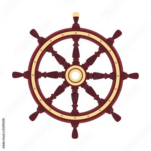 vector flat boat handwheel, ship wheel helm