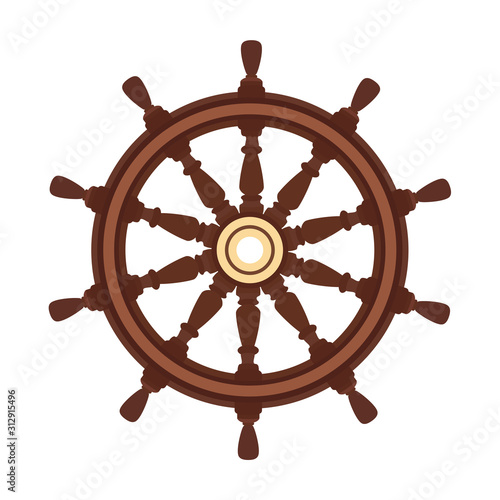 vector flat boat handwheel, ship wheel helm