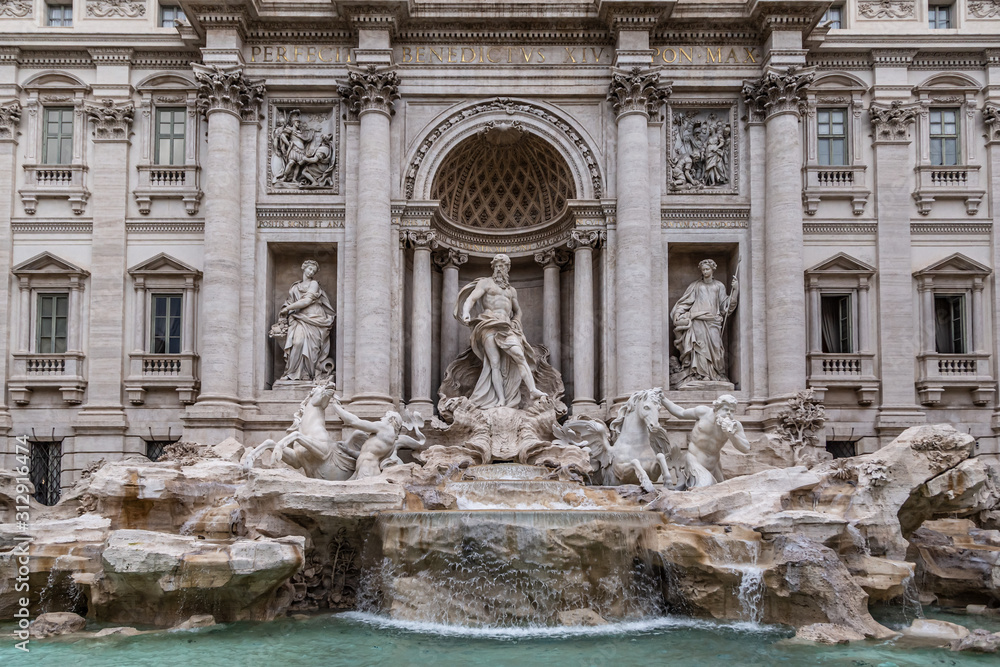 Trevi fountain (Fontana di Trevi) in  Rome, Italy