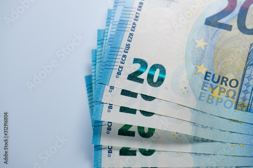 Stack of 20 euro banknotes