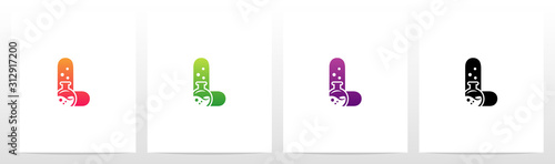 Laboratory Flask On Letter Logo Design L