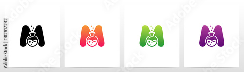 Laboratory Flask On Letter Logo Design M