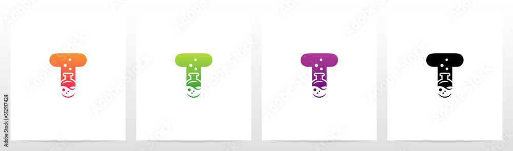 Laboratory Flask On Letter Logo Design T Laboratory Flask On Letter Logo Design T