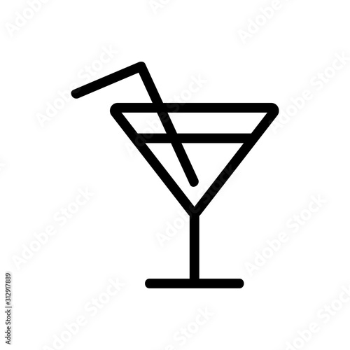 cocktail icon vector. A thin line sign. Isolated contour symbol illustration